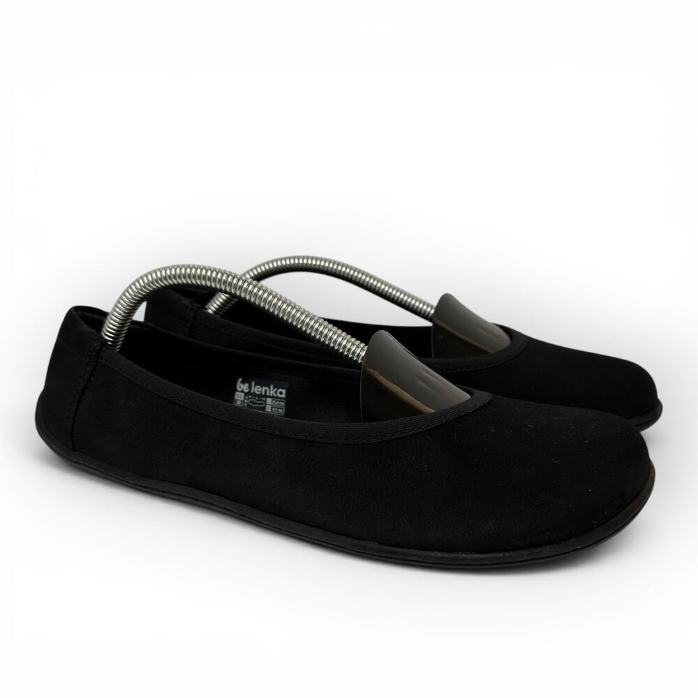 Be Lenka Womens 38 Sophie Matt Black Leather Ballet Flats Minimalist Barefoot